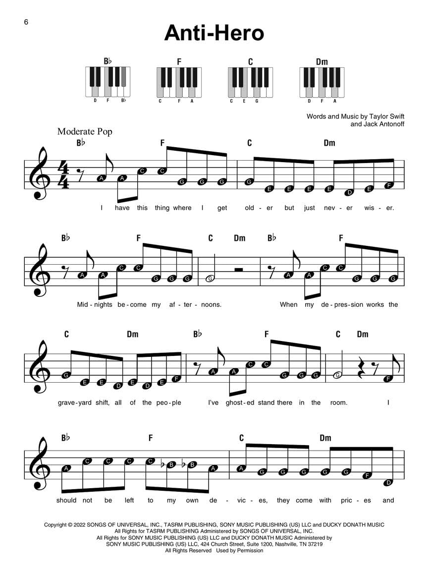 Taylor Swift - Super Easy Songbook - 2nd Edition: 30 Simple Arrangements for Piano with Lyrics