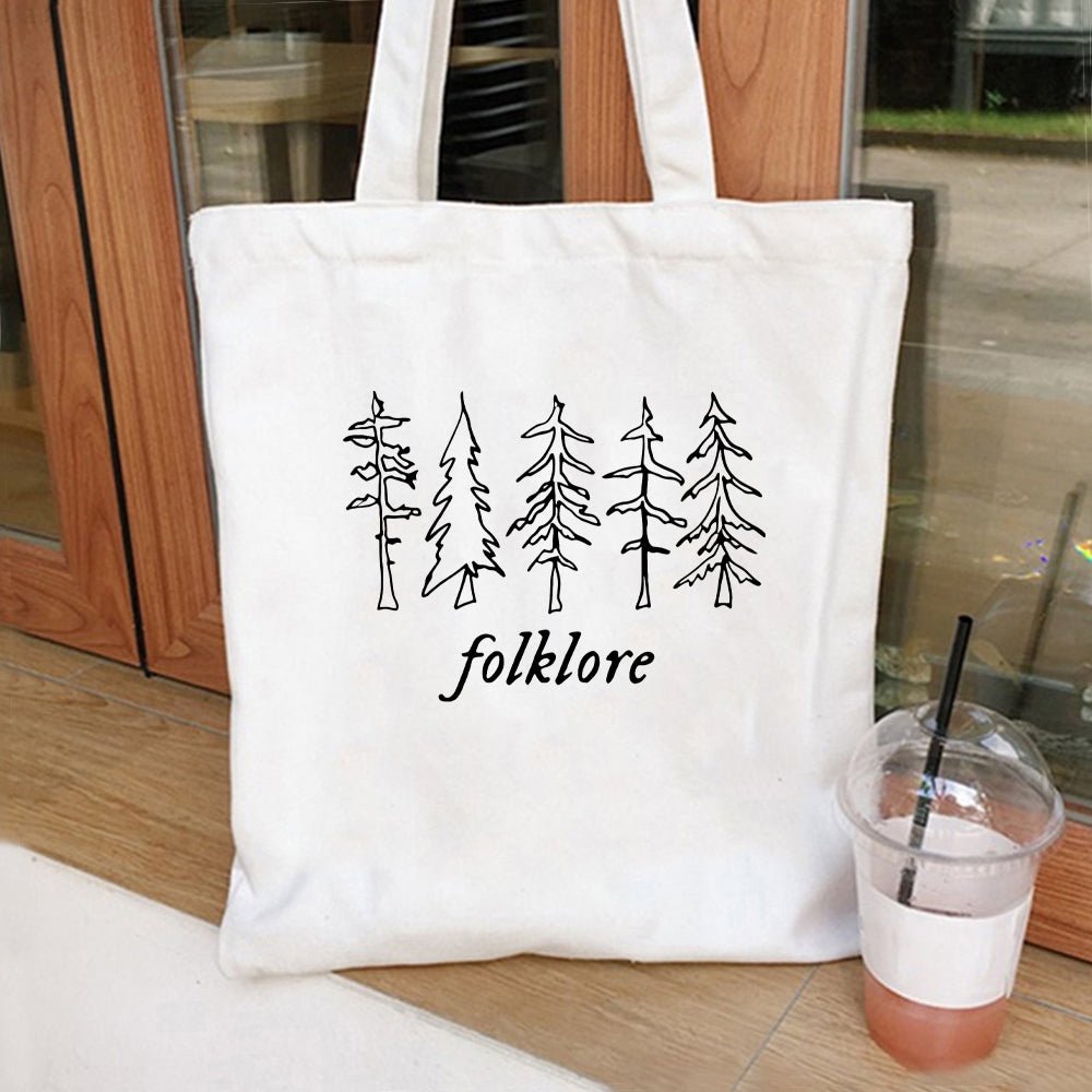 Folklore Shopper Bag Taylor Music Swift Albums Canvas Bag Folklore Inspired Graphic Cute Aesthetic Handbag Gift for Fans