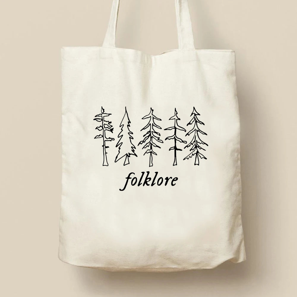 Folklore Shopper Bag Taylor Music Swift Albums Canvas Bag Folklore Inspired Graphic Cute Aesthetic Handbag Gift for Fans