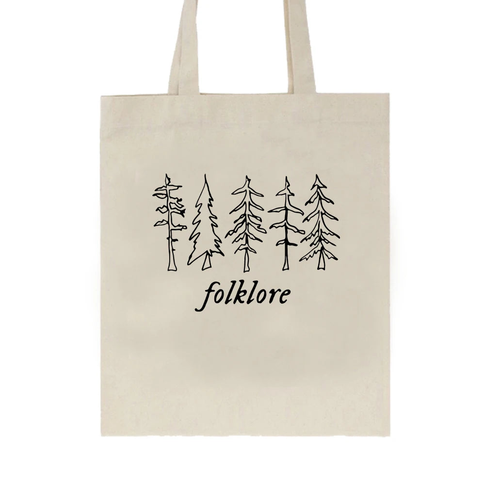 Folklore Shopper Bag Taylor Music Swift Albums Canvas Bag Folklore Inspired Graphic Cute Aesthetic Handbag Gift for Fans