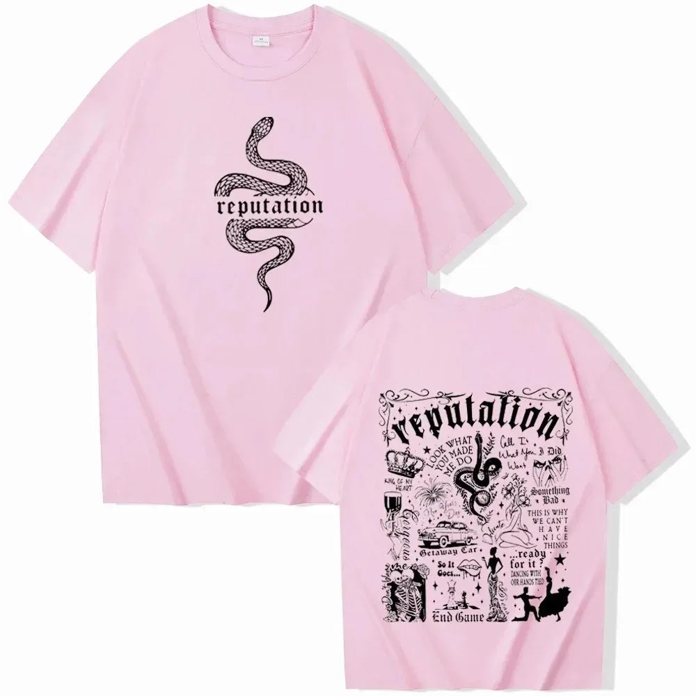 Reputation Shirt Reputation Music Shirt Taylor Merck Gift Swiftie O-Neck Short Sleeve Shirt Women's Cotton Short Sleeve