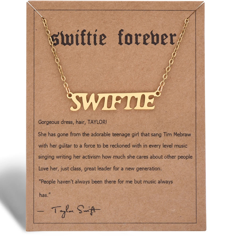 Stainless Steel Taylor Necklace Swiftie Gold Plated Nameplate Pendant Jewelry For Fans Women Girlfriend Gift