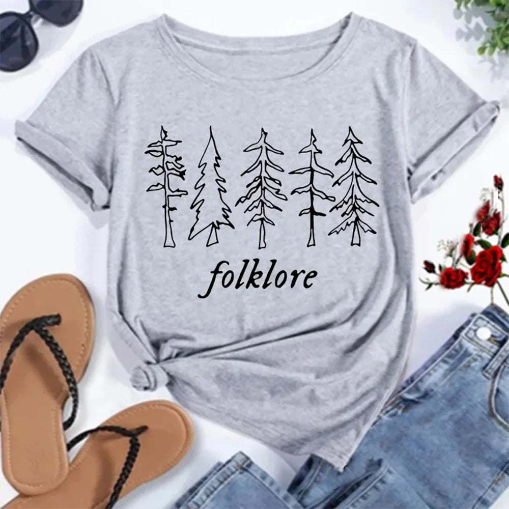 Folklore Shirt Taylor Music Swift Albums T-Shirt Folklore Inspired Graphic Women's Tshirts Cute Aesthetic Tops Tee Gift for Fans