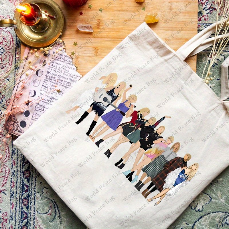 The ears tour Casual Canvas Tote Bag Taylor merch Shopping Bag, Simple Girls Print Shoulder Bag, Christmas Birthday Gift