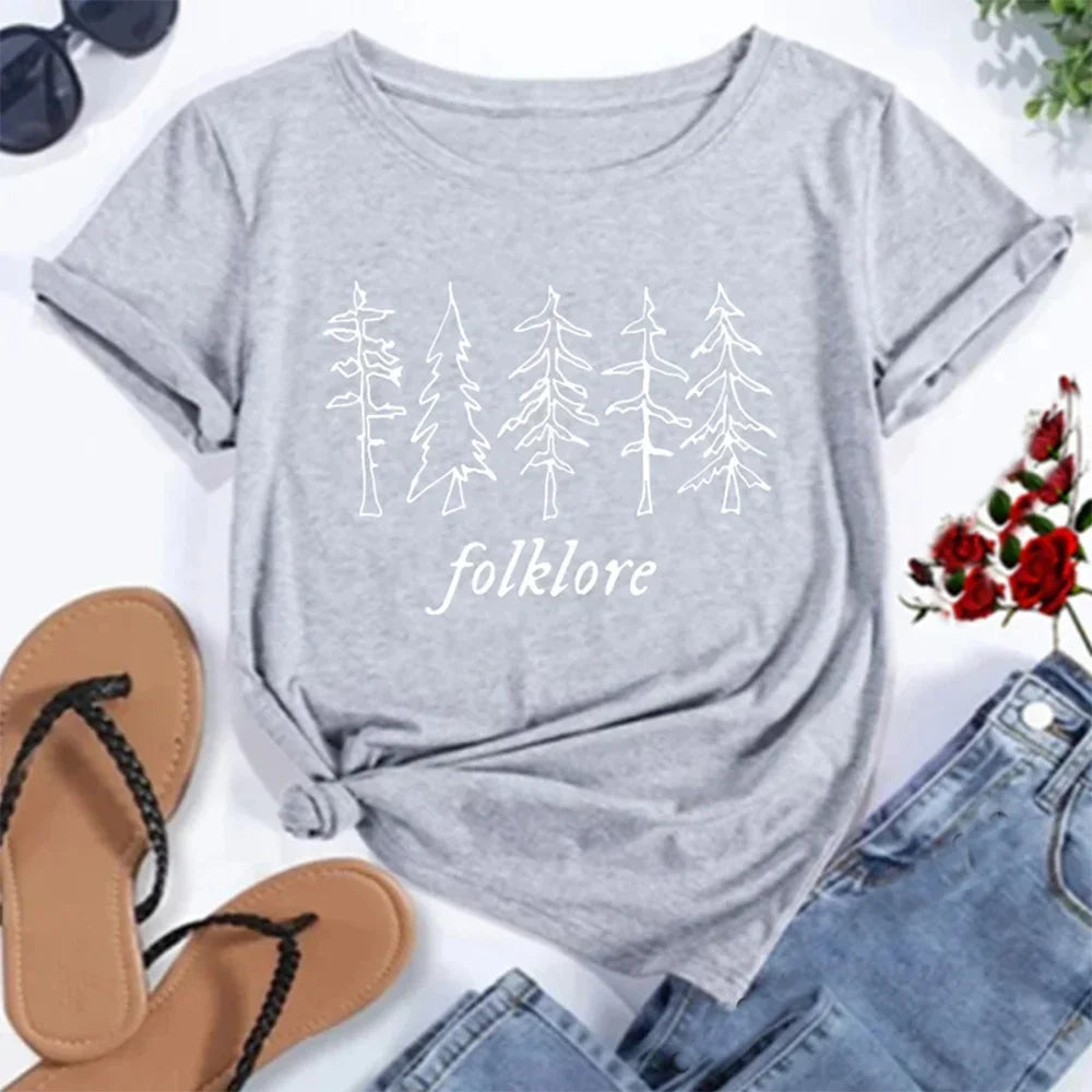 Folklore Shirt Taylor Music Swift Albums T-Shirt Folklore Inspired Graphic Women's Tshirts Cute Aesthetic Tops Tee Gift for Fans