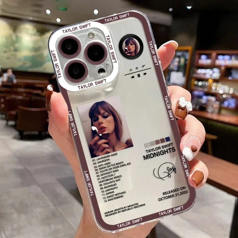 Taylor Swift iPhone 16 15 14 Mini Pro Max Transparent Cover