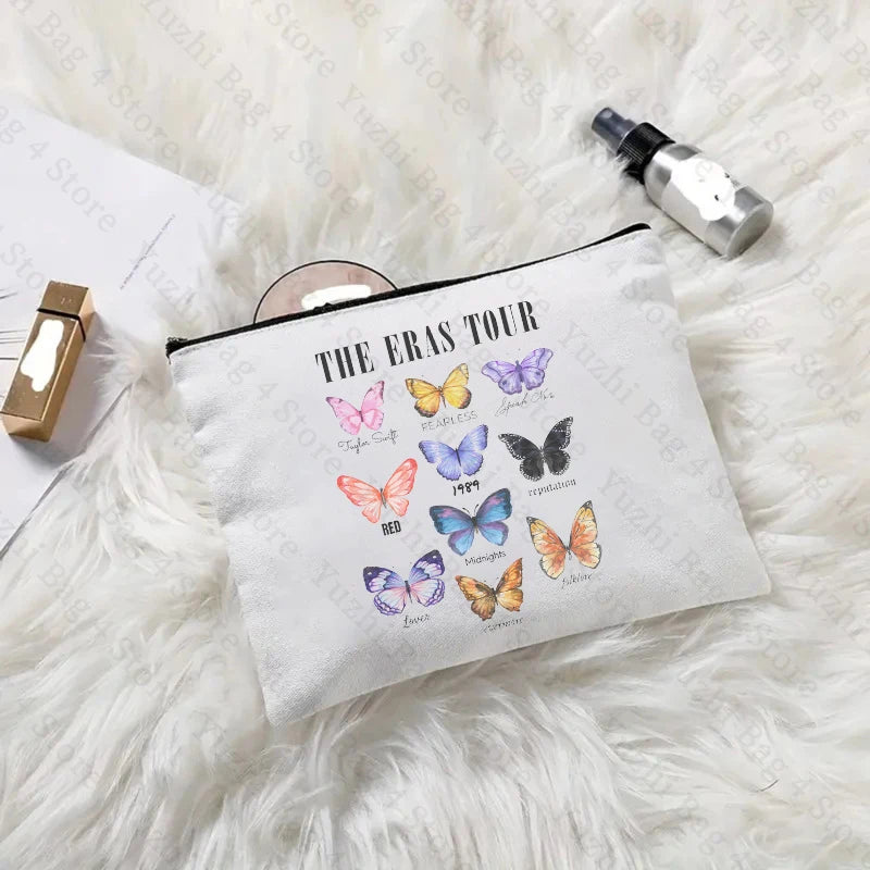 Swiftie Merch TS Album Pattern Women Makeup Bag Best Gift for Music Lovers Fans Fashion Cosmetic Organizer Toiletry Pouch