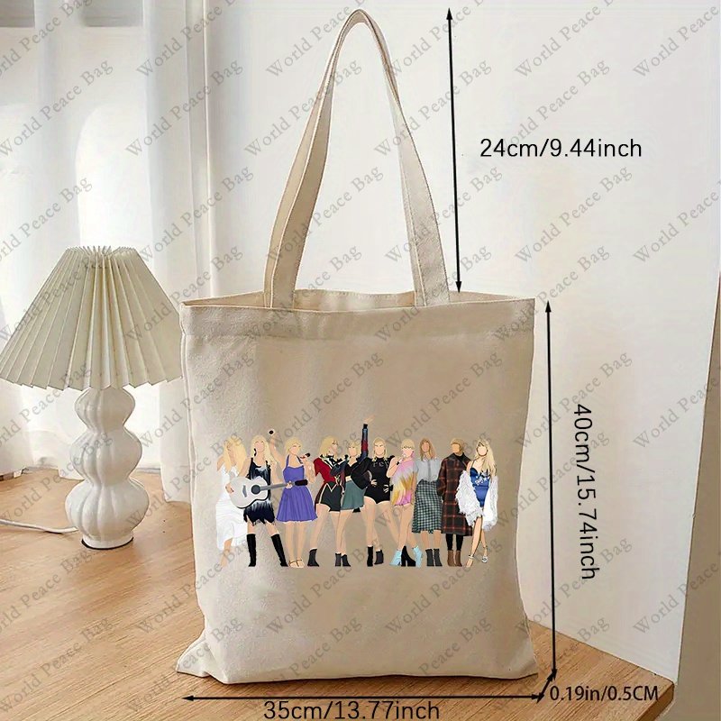 The ears tour Casual Canvas Tote Bag Taylor merch Shopping Bag, Simple Girls Print Shoulder Bag, Christmas Birthday Gift