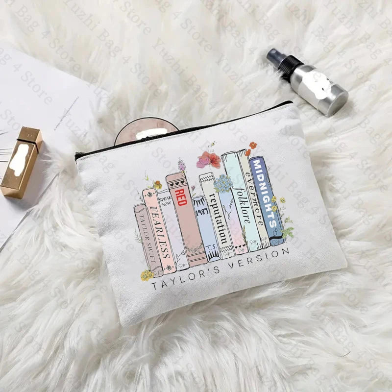 Swiftie Merch TS Album Pattern Women Makeup Bag Best Gift for Music Lovers Fans Fashion Cosmetic Organizer Toiletry Pouch