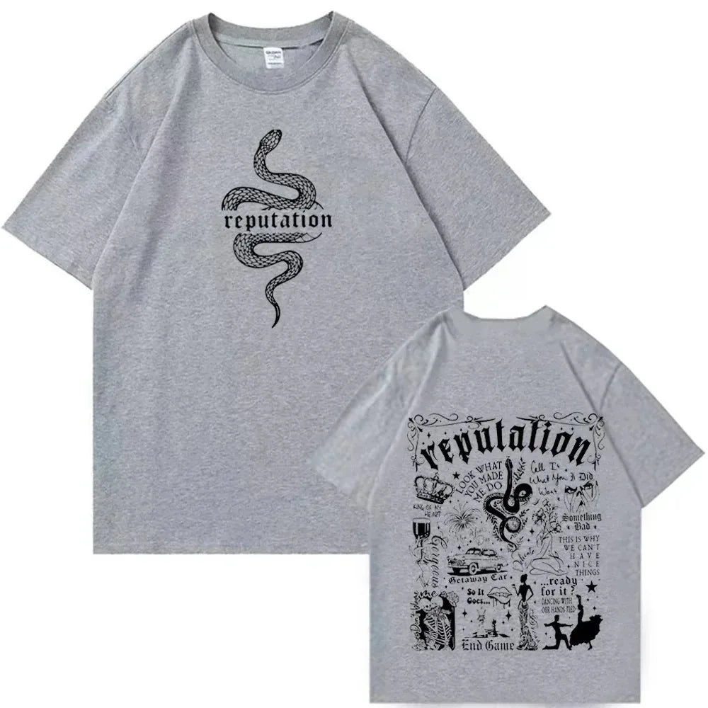 Reputation Shirt Reputation Music Shirt Taylor Merck Gift Swiftie O-Neck Short Sleeve Shirt Women's Cotton Short Sleeve