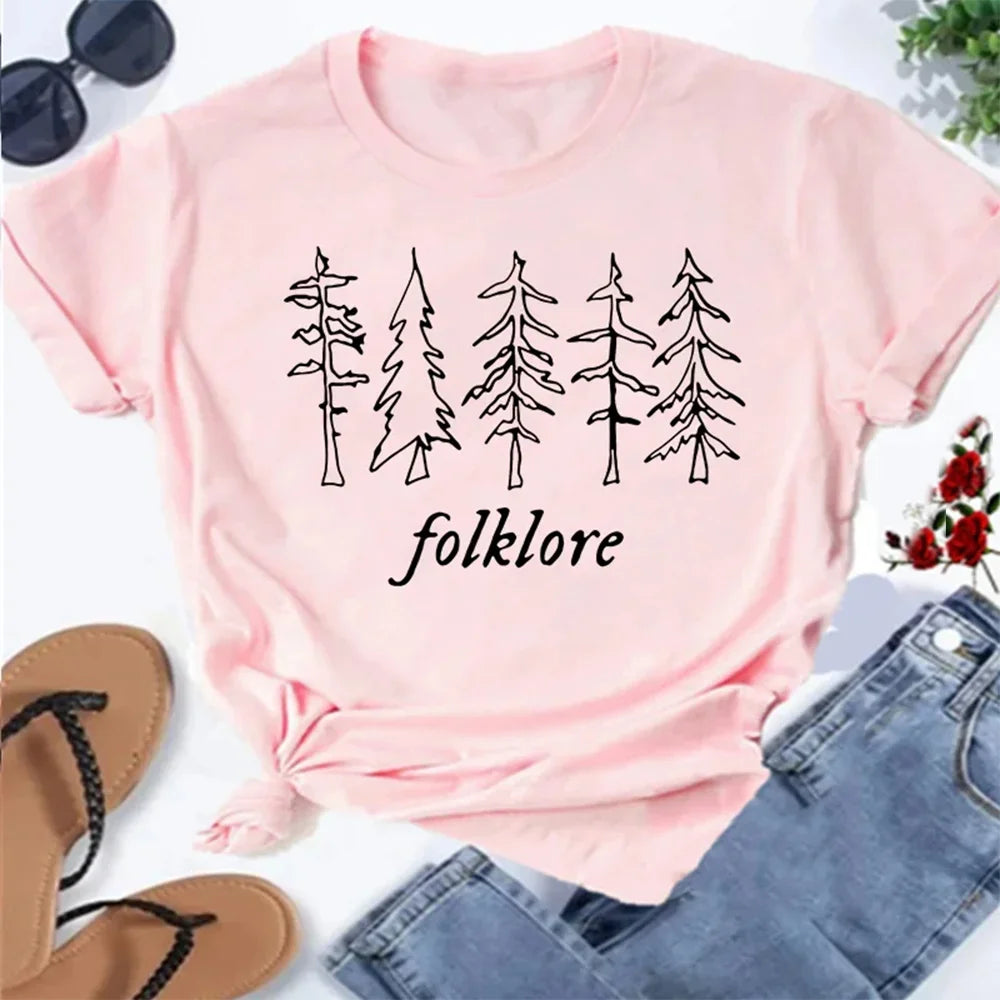 Folklore Shirt Taylor Music Swift Albums T-Shirt Folklore Inspired Graphic Women's Tshirts Cute Aesthetic Tops Tee Gift for Fans