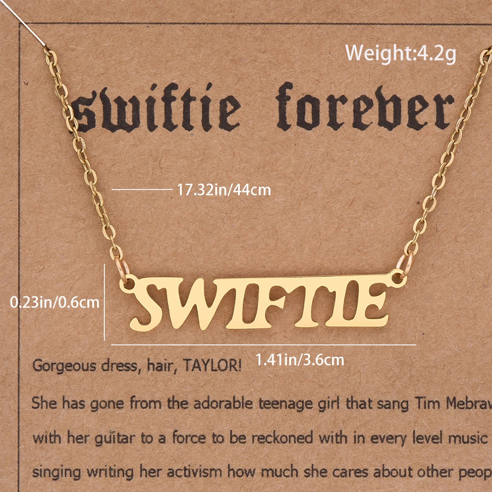 Stainless Steel Taylor Necklace Swiftie Gold Plated Nameplate Pendant Jewelry For Fans Women Girlfriend Gift