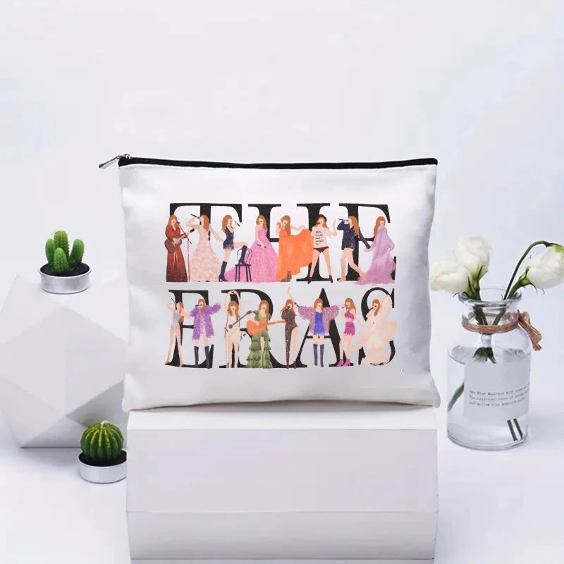 Swiftie Merch TS Album Pattern Women Makeup Bag Best Gift for Music Lovers Fans Fashion Cosmetic Organizer Toiletry Pouch