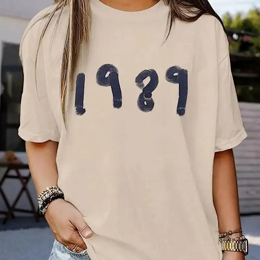 1989 Letter Print Vintage T-Shirt Women Trendy Fashion Music T Shirt Oversized Short Sleeve Graphic Tshirts Music Concert Tops