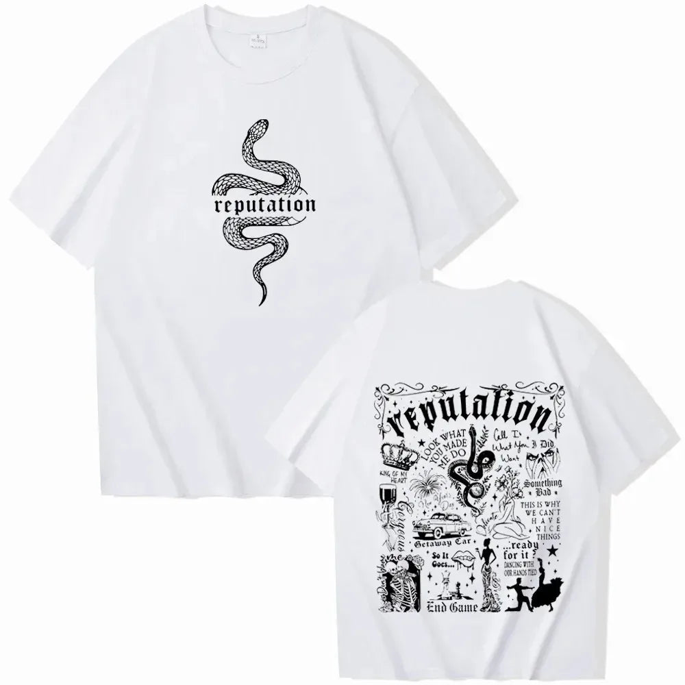 Reputation Shirt Reputation Music Shirt Taylor Merck Gift Swiftie O-Neck Short Sleeve Shirt Women's Cotton Short Sleeve