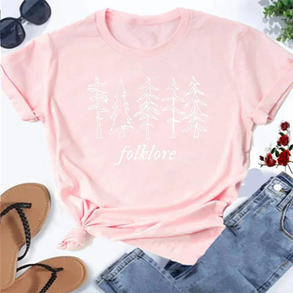 Folklore Shirt Taylor Music Swift Albums T-Shirt Folklore Inspired Graphic Women's Tshirts Cute Aesthetic Tops Tee Gift for Fans