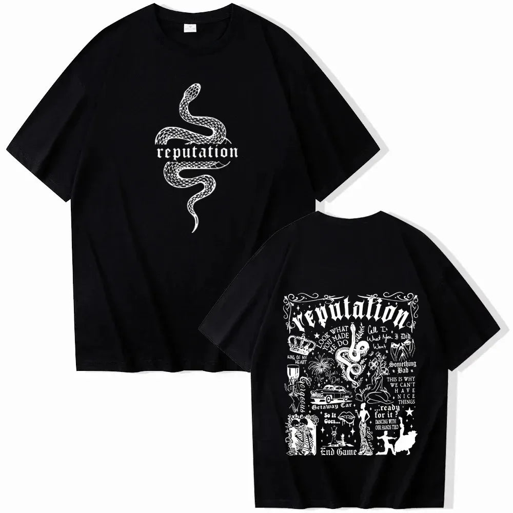 Reputation Shirt Reputation Music Shirt Taylor Merck Gift Swiftie O-Neck Short Sleeve Shirt Women's Cotton Short Sleeve