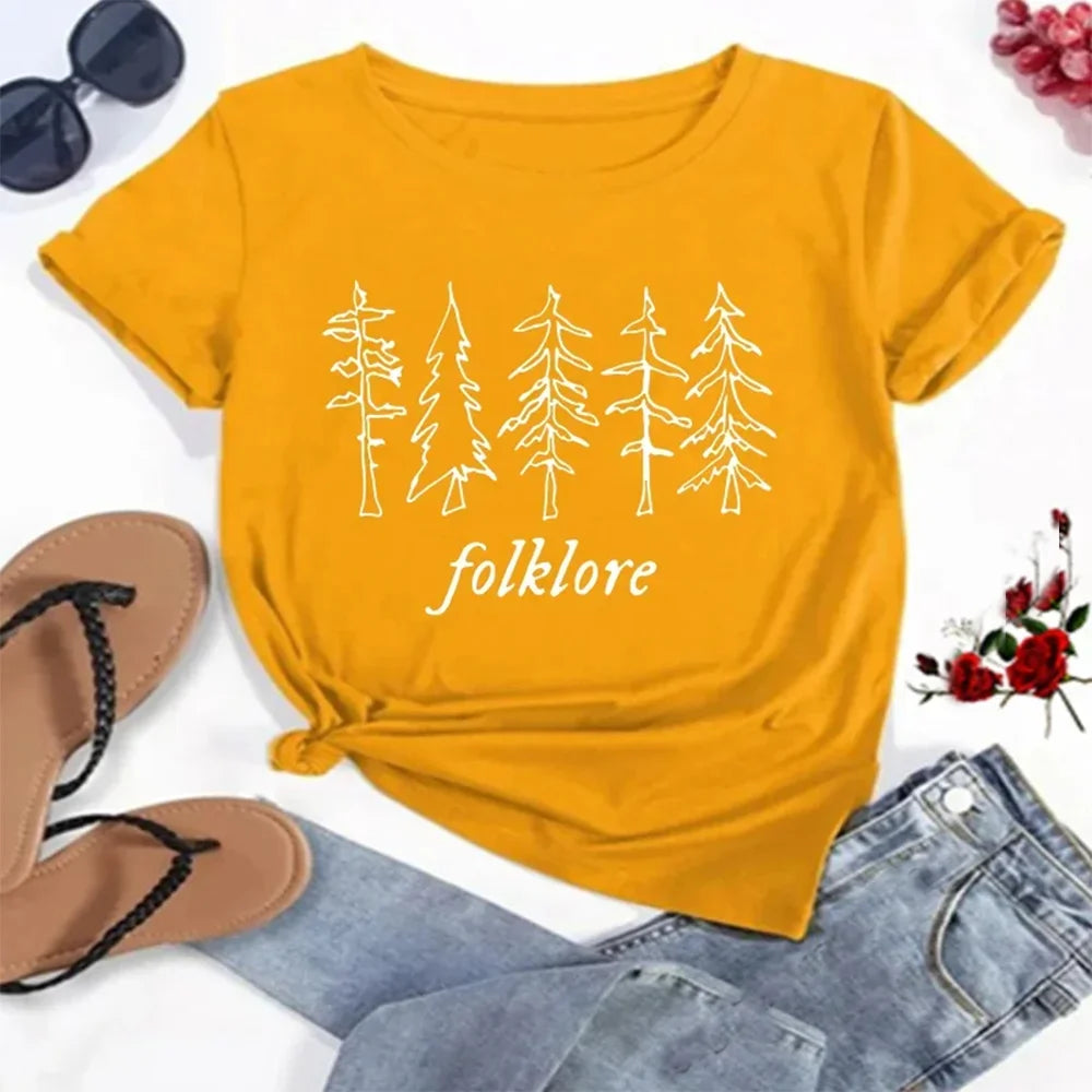 Folklore Shirt Taylor Music Swift Albums T-Shirt Folklore Inspired Graphic Women's Tshirts Cute Aesthetic Tops Tee Gift for Fans