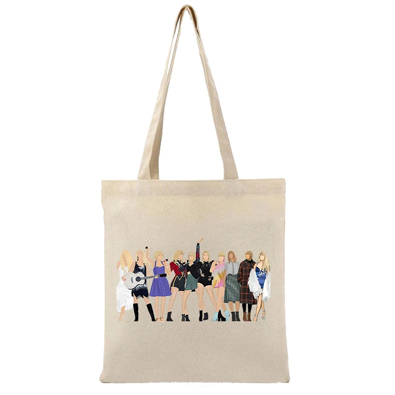 The ears tour Casual Canvas Tote Bag Taylor merch Shopping Bag, Simple Girls Print Shoulder Bag, Christmas Birthday Gift