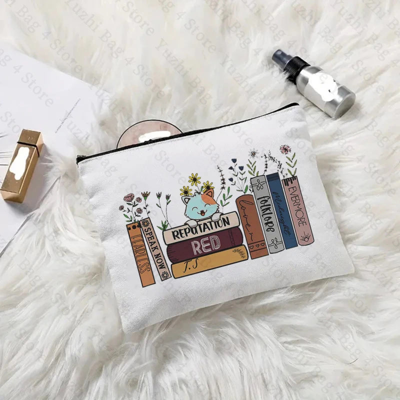 Swiftie Merch TS Album Pattern Women Makeup Bag Best Gift for Music Lovers Fans Fashion Cosmetic Organizer Toiletry Pouch