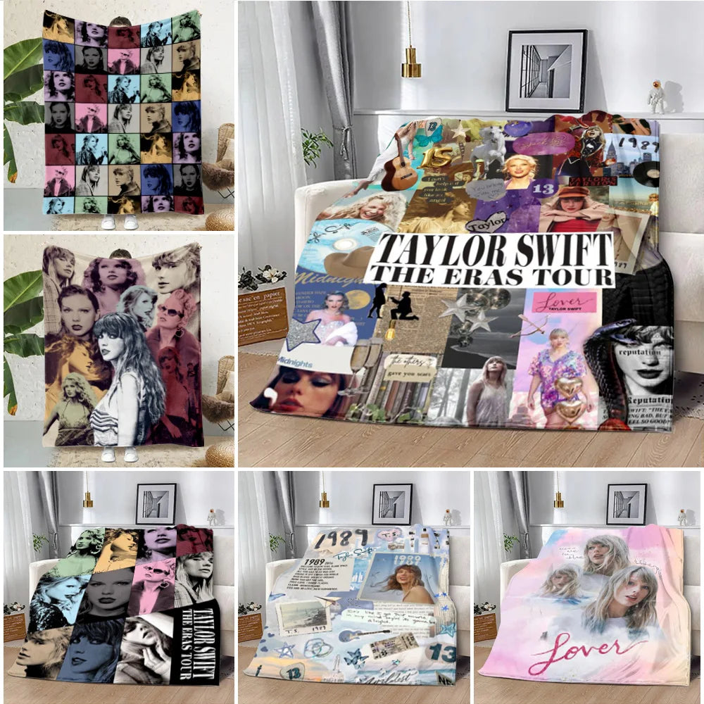 Cartoon Printed Blanket T-Taylors Picnic Blankets Warm Blanket Soft and Comfortable Blanket Home S-Swifts Travel Birthday Gift