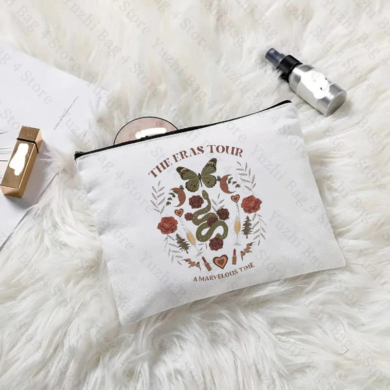 Swiftie Merch TS Album Pattern Women Makeup Bag Best Gift for Music Lovers Fans Fashion Cosmetic Organizer Toiletry Pouch