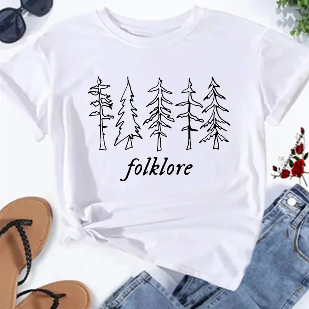 Folklore Shirt Taylor Music Swift Albums T-Shirt Folklore Inspired Graphic Women's Tshirts Cute Aesthetic Tops Tee Gift for Fans